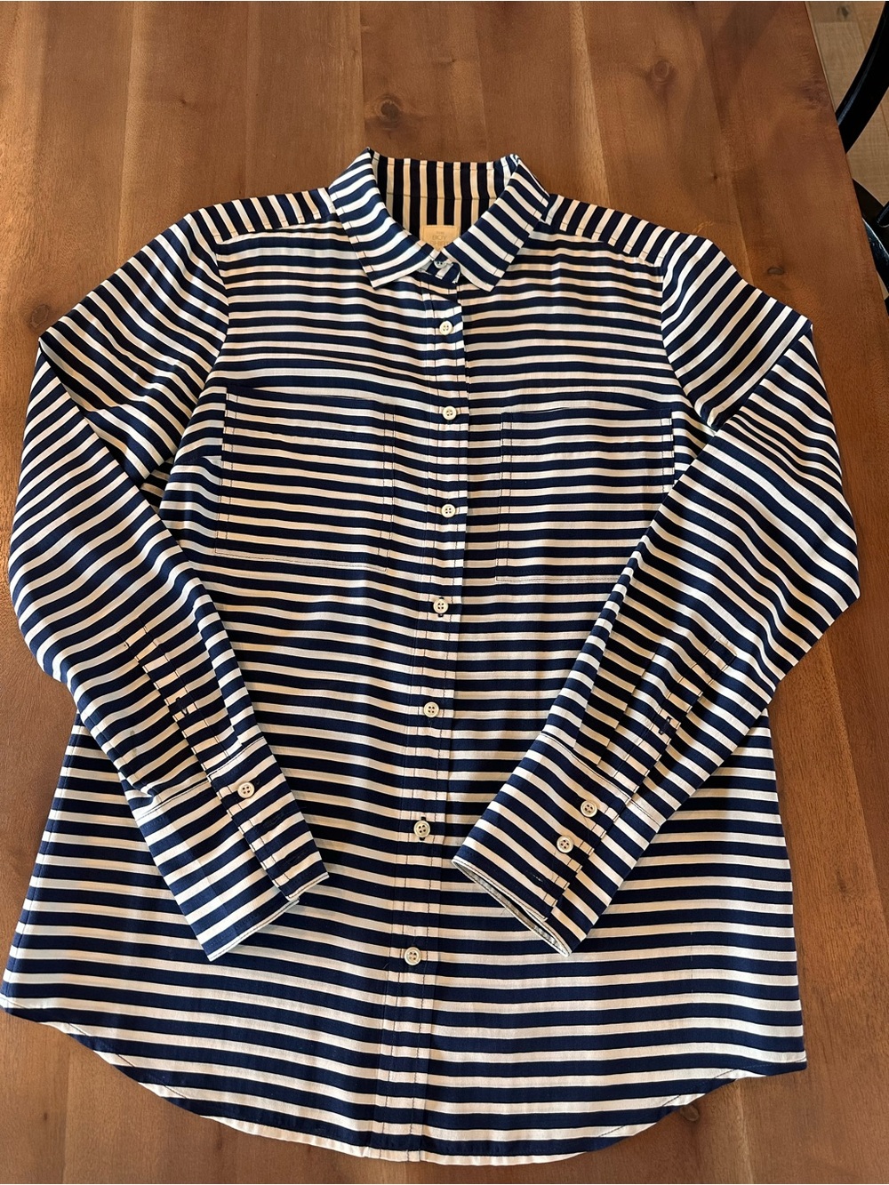 J. Crew Navy and White Stripe Button-Down Shirt